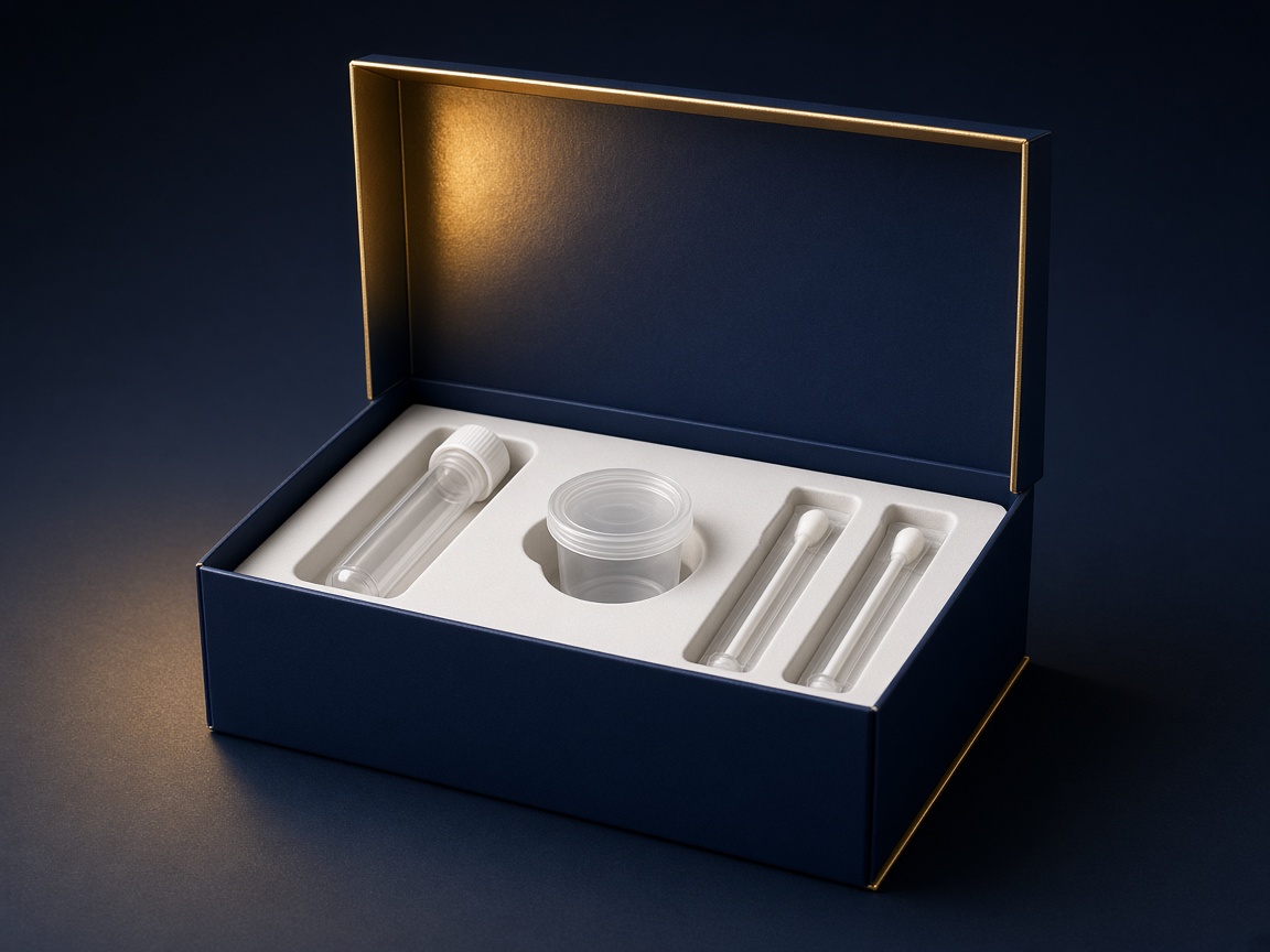 AI-generated visual representation of Lab Test Kit Packaging
